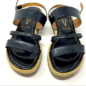 Vizzano Platform Espadrille Brazilian Sandals Leather Size 10 Black